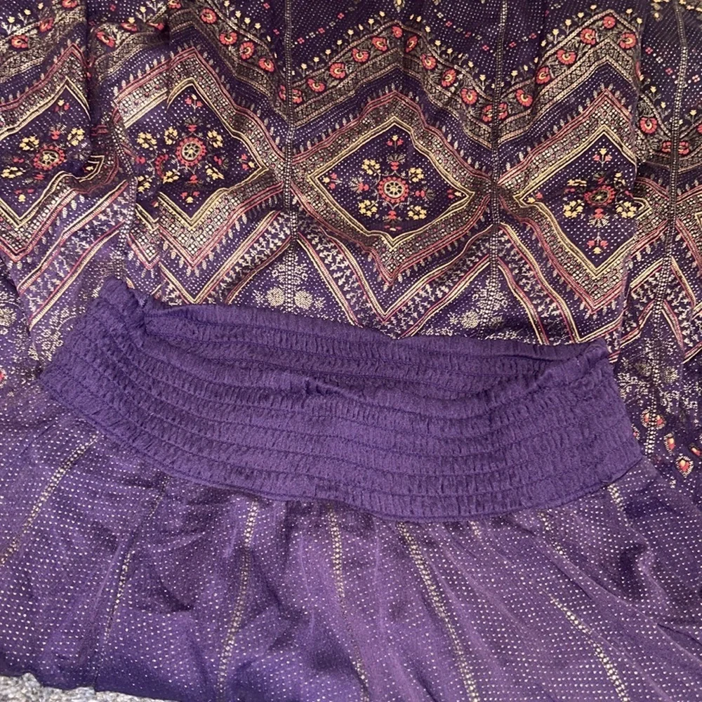 Soft Surroundings Kismet Purple and Gold Metallic Boho Maxi Skirt Size Small - Picture 6 of 9